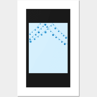 Light Blue Background and Star of David Bunting Posters and Art